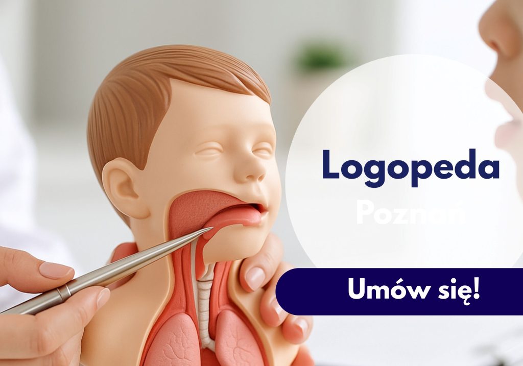 Logopeda Centrum Medycznego neomedica w Poznaniu wskazuje na model układu oddechowego.