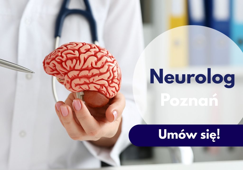 Neurolog na konsultacji w Centrum Medycznym neoMedica w Poznaniu wskazuje na model mózgu.