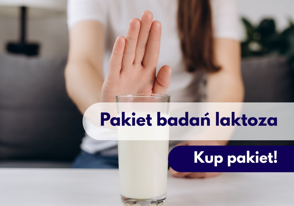 Kobieta odmawiająca sklanki mleka - ilustracja dotycząca pakietu badań laktoza dostępnego w Centrum Medycznym neoMedica w Poznaniu.