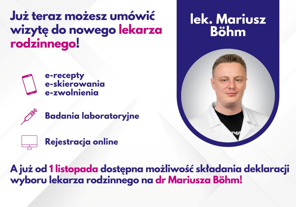 Lekarz rodzinny w Centrum Medycznym neoMedica w Poznaniu Mariusz Böhm.